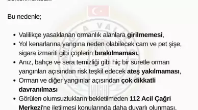 Muğla Valiliğinden Kritik Uyarı: Orman Yangını Riskine Karşı Dikkat!
