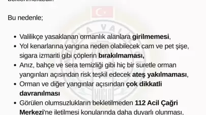 Muğla Valiliğinden Kritik Uyarı: Orman Yangını Riskine Karşı Dikkat!