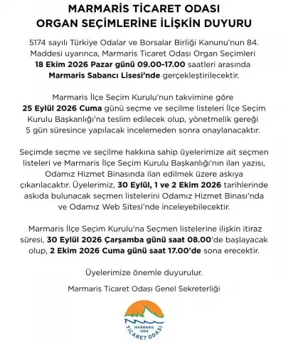 Marmaris Ticaret Odası’nda Seçim Heyecanı Başlıyor! Listeler Askıya Çıkıyor