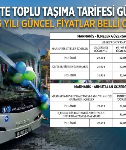 Marmaris’te Toplu Taşıma Ücretleri 2026: Hat Hat Yeni Tarifeler Belli Oldu