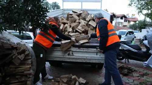 Marmaris Belediyesi'nden 53 haneye odun desteği