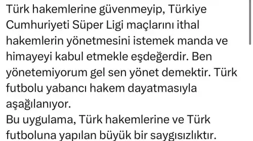 Başkan Ahmet Aras, Derbiye Yabancı Hakem Atamasını 'Manda ve Himayeye Benzetti