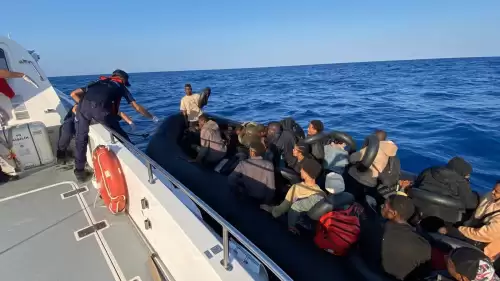 Fethiye’de lastik bot sürüklendi! 8’i çocuk 36 göçmen yakalandı