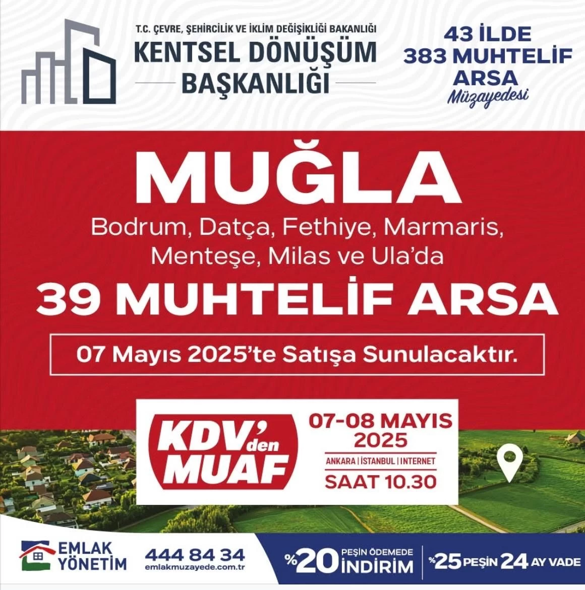 Arsa Yatırımı İçin Büyük Fırsat: Muğla’da 39 Arsa Açık Artırmayla Satılacak