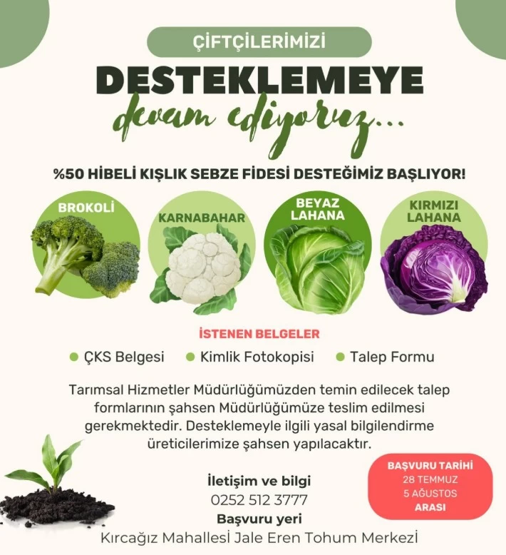 Milas’ta Üreticilere Yüzde 50 Hibeli Kışlık Sebze Fidesi Desteği