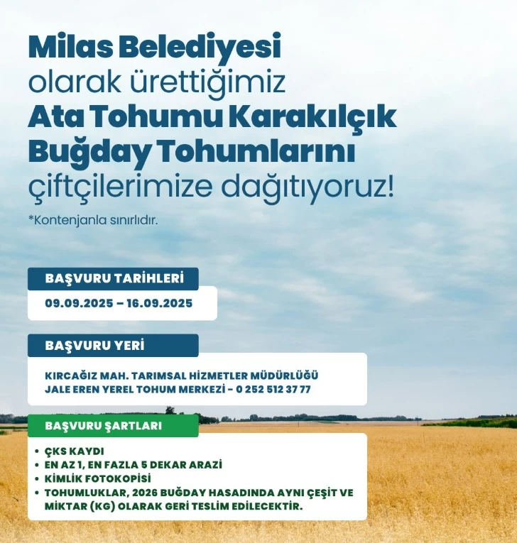 Kırsal Kalkınmaya Destek: Milas’ta Üreticiye Ücretsiz Tohum Dağıtımı Başlıyor
