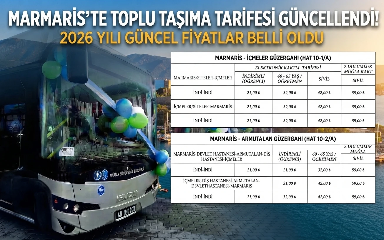 Marmaris’te Toplu Taşıma Ücretleri 2026: Hat Hat Yeni Tarifeler Belli Oldu