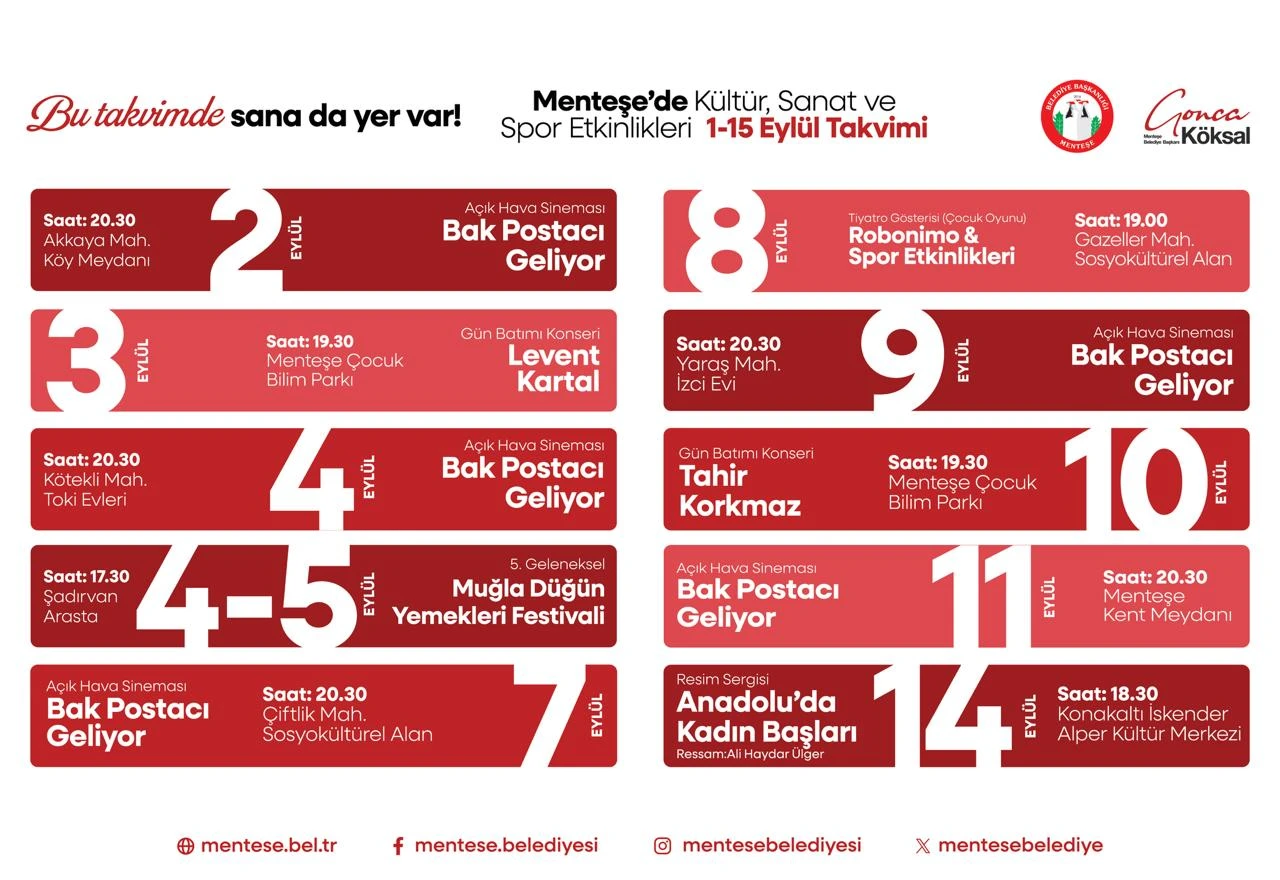 Menteşe’de Dolu Dolu Eylül! İşte Kaçırılmayacak Etkinlikler